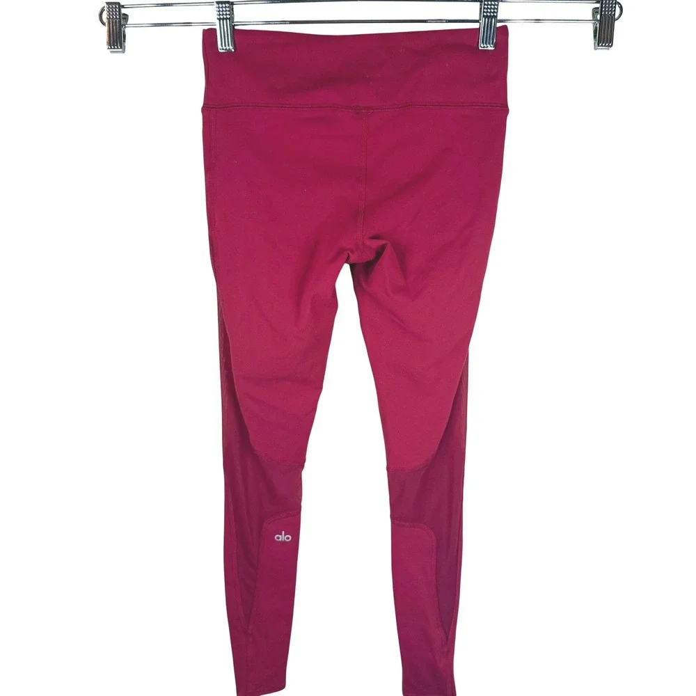 ALO YOGA West Coast Yoga‎ High Waist Leggings Mesh Panel Active Bright Red SZ XS